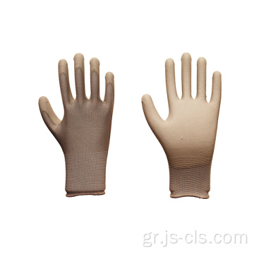 PU Series Brown Polyester Palm PU Gloves